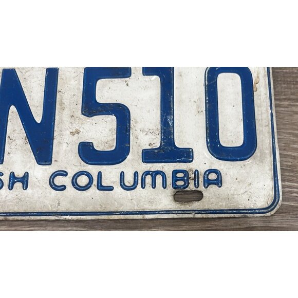 Vintage 1978 British Columbia License Plate Tag MMN-510 Blue w/ White CANADA - Picture 5 of 6